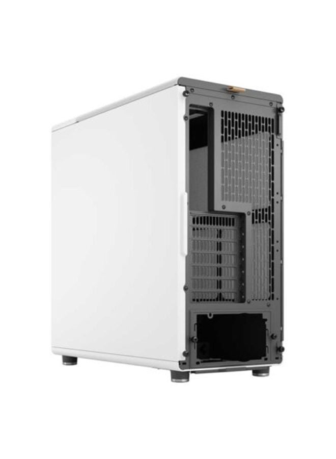 Fractal Design North Chalk White Clear TG (Tempered Glass) Gaming Cabinet with Front Oak Wood Panel - FD-C-NOR1C-04