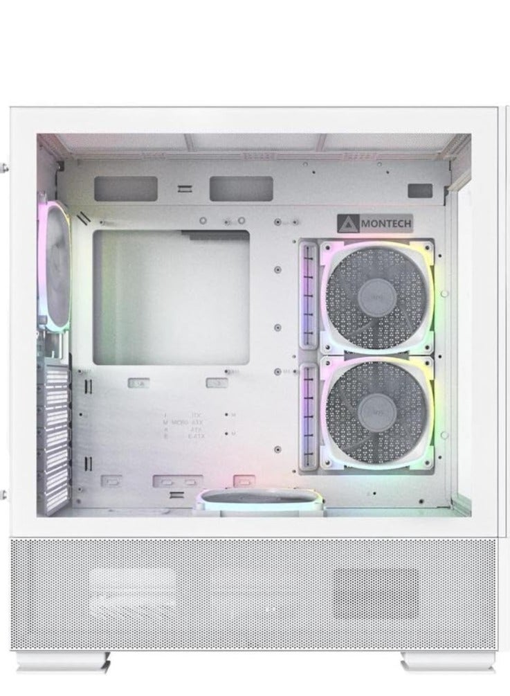 Sky Two aRGB ATX Mid Tower Computer Cases, Up to 360mm Radiator Support, 4x Preinstalled PWM Fans, Side & Bottom Dust Filter, Built-In Cable Management, White | SKY TWO WH