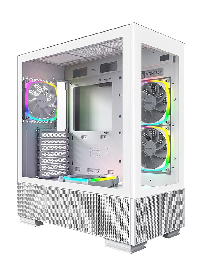 Sky Two aRGB ATX Mid Tower Computer Cases, Up to 360mm Radiator Support, 4x Preinstalled PWM Fans, Side & Bottom Dust Filter, Built-In Cable Management, White | SKY TWO WH