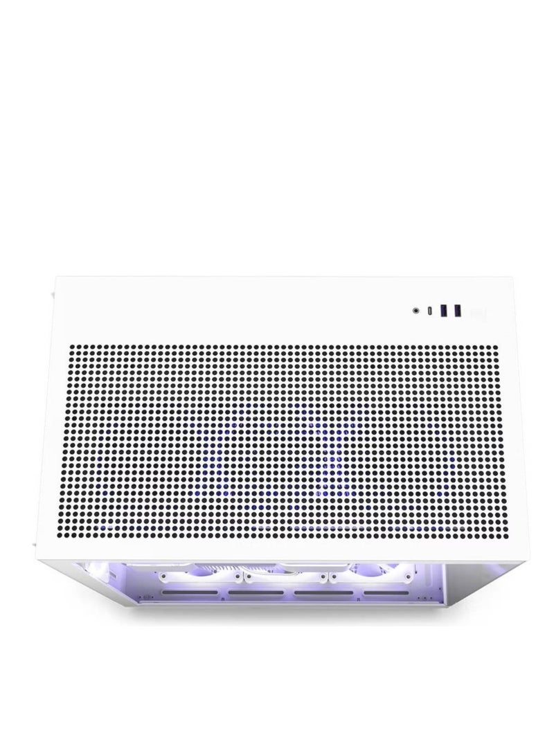 NZXT H9 Flow Dual-Chamber Mid-Tower ATX Gaming PC Case, High-Airflow Top Panel, Temp Glass Front & Side, Up to 360mm Radiator & 10x 120mm Fans Support, USB 3.2 Type-C & A Ports, White | CM-H91FW-01