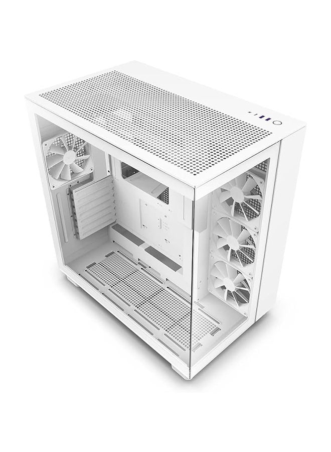 NZXT H9 Flow Dual-Chamber Mid-Tower ATX Gaming PC Case, High-Airflow Top Panel, Temp Glass Front & Side, Up to 360mm Radiator & 10x 120mm Fans Support, USB 3.2 Type-C & A Ports, White | CM-H91FW-01