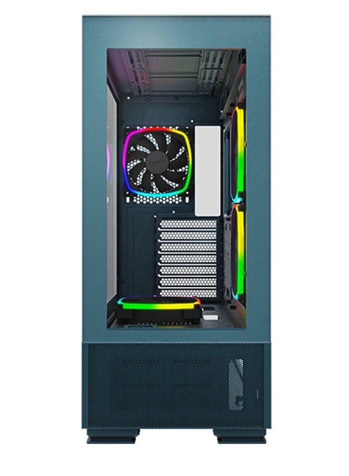 Montech Sky Two, Dual Tempered Glass, 4X PWM ARGB Fans Pre-Installed, ATX Gaming Mid Tower Computer Case, Type C, High Airflow Performance- Morocco Blue