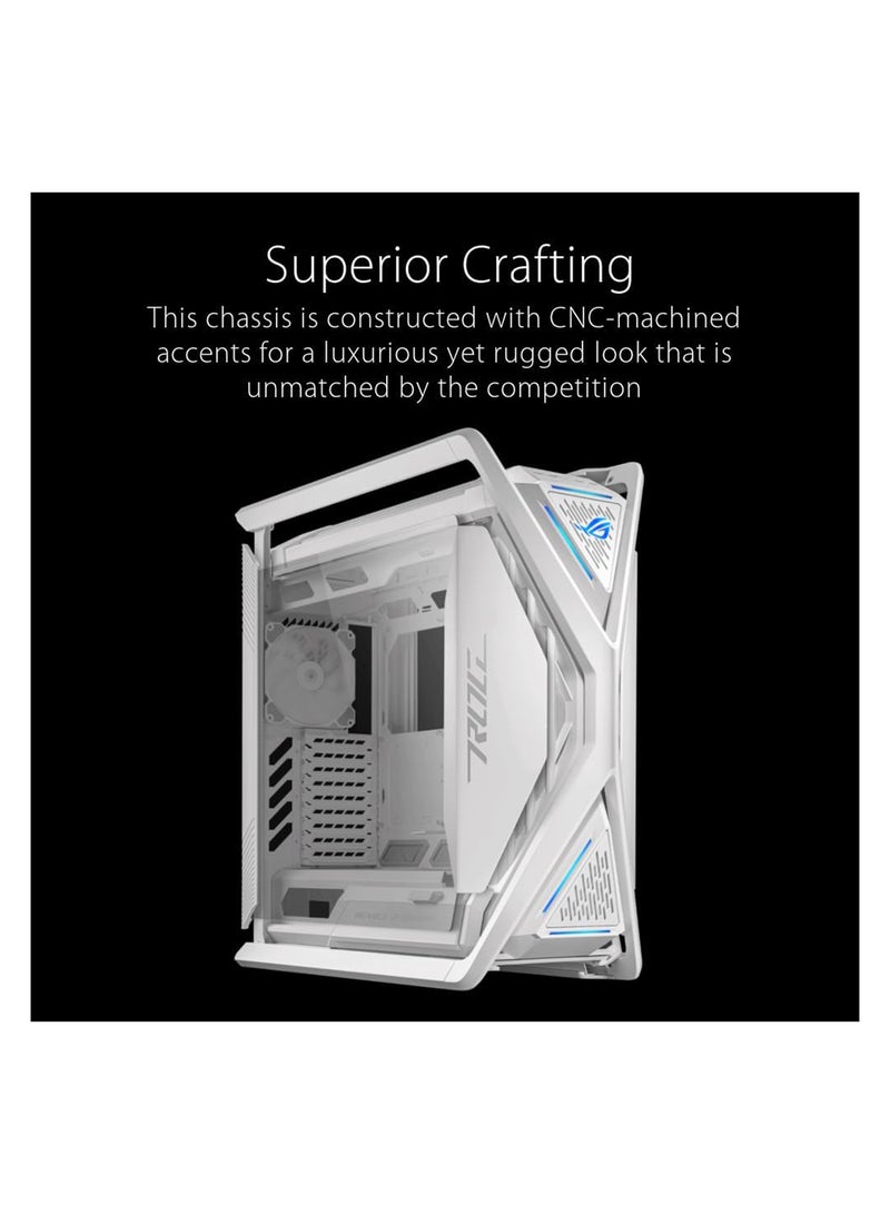 ROG Hyperion GR701 E-ATX PC Case, Tempered Glass Side Panels, Up to 420mm Dual Radiator, 4*140mm Fans, Metal GPU Holder, Compnent Storage, ARGB Fan Hub, 60W Fast Charging, 90DC00F3-B39000 White