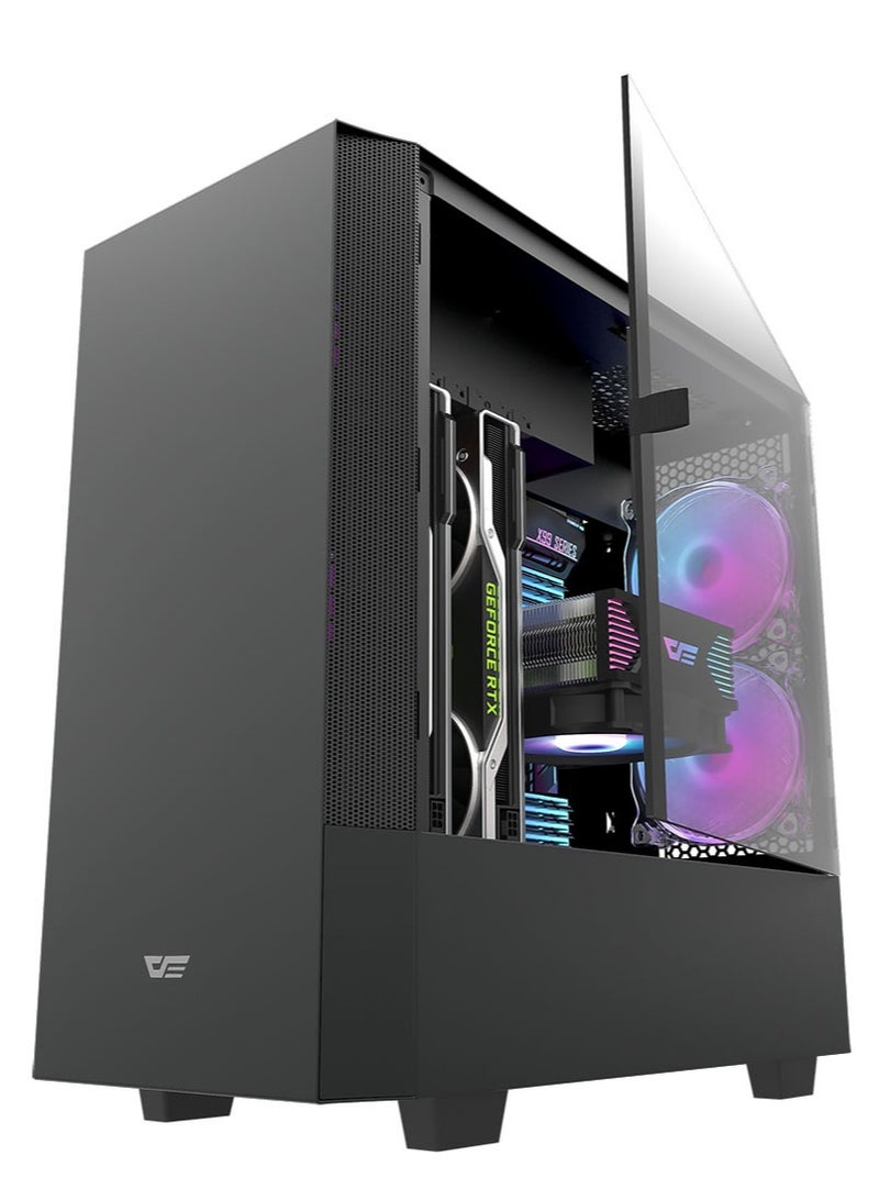 Darkflash DLV22 ATX/ MATX/ ITX Gaming PC Case, Hinged Side Panel, Supports 240MM Radiator, Dust Filters Included For Easy Cleaning, Supports Vertical Mounted GPU ( No Fans Included)