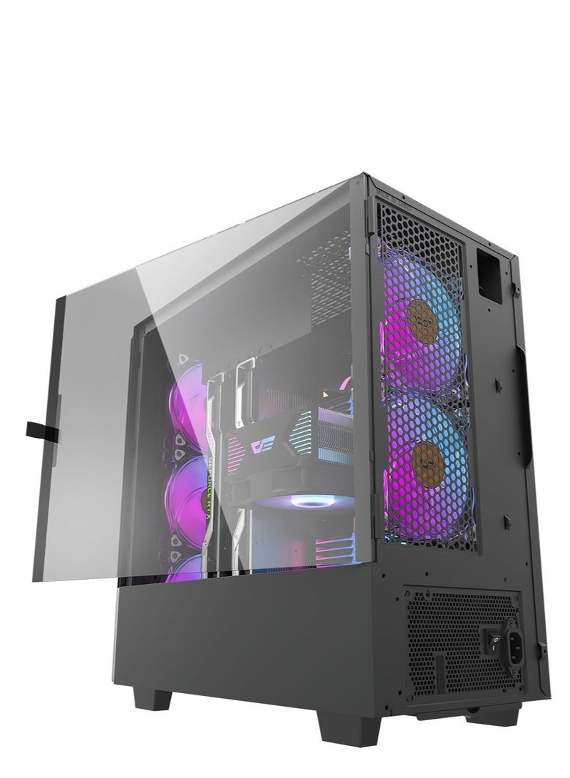 Darkflash DLV22 ATX/ MATX/ ITX Gaming PC Case, Hinged Side Panel, Supports 240MM Radiator, Dust Filters Included For Easy Cleaning, Supports Vertical Mounted GPU ( No Fans Included)