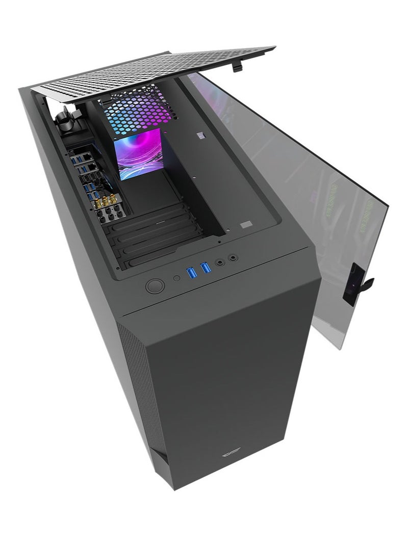 Darkflash DLV22 ATX/ MATX/ ITX Gaming PC Case, Hinged Side Panel, Supports 240MM Radiator, Dust Filters Included For Easy Cleaning, Supports Vertical Mounted GPU ( No Fans Included)