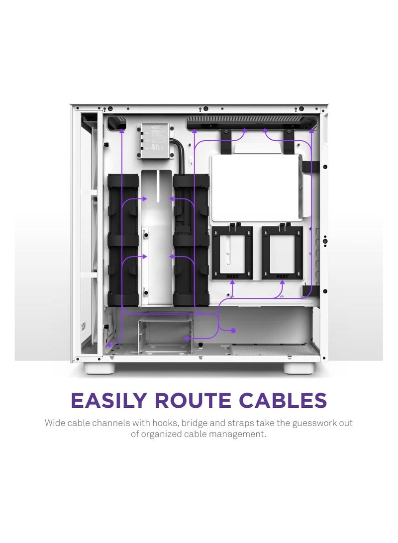 NZXT H7 Elite ATX Mid Tower PC Gaming Case - Front I/O USB Type-C Port - Quick-Release Tempered Glass Side Panel  White (2023)