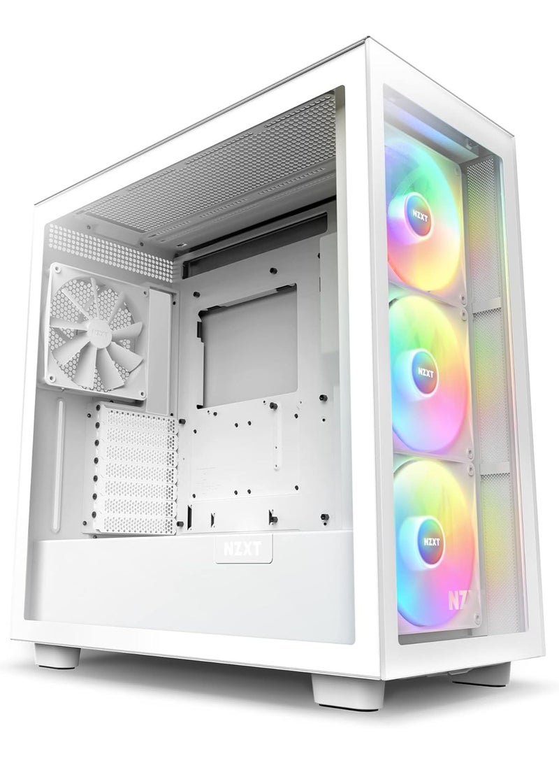 NZXT H7 Elite ATX Mid Tower PC Gaming Case - Front I/O USB Type-C Port - Quick-Release Tempered Glass Side Panel  White (2023)