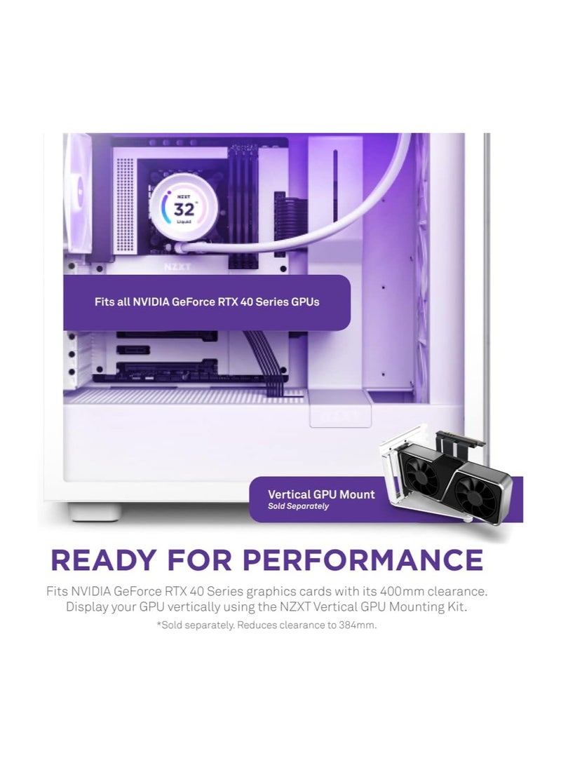 NZXT H7 Elite ATX Mid Tower PC Gaming Case - Front I/O USB Type-C Port - Quick-Release Tempered Glass Side Panel  White (2023)
