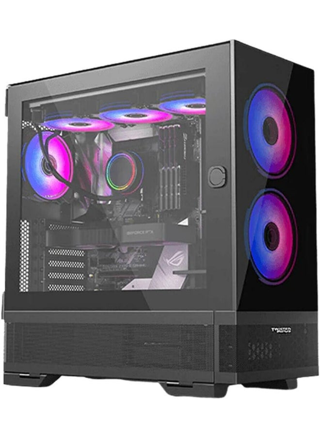 Minimalist-04 (TM-X5-B) Mid-Tower E-ATX Gaming PC Case with Dual Tempered Glass & ARGB Fans Black