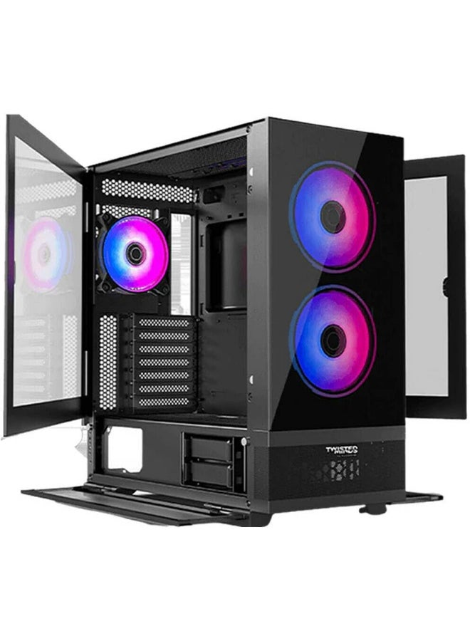 Minimalist-04 (TM-X5-B) Mid-Tower E-ATX Gaming PC Case with Dual Tempered Glass & ARGB Fans Black