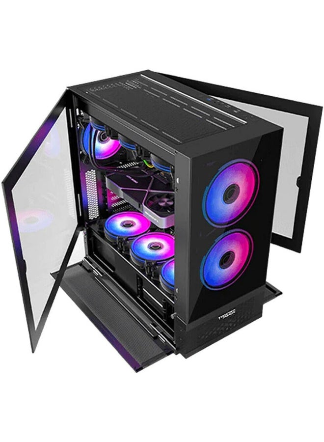 Minimalist-04 (TM-X5-B) Mid-Tower E-ATX Gaming PC Case with Dual Tempered Glass & ARGB Fans Black