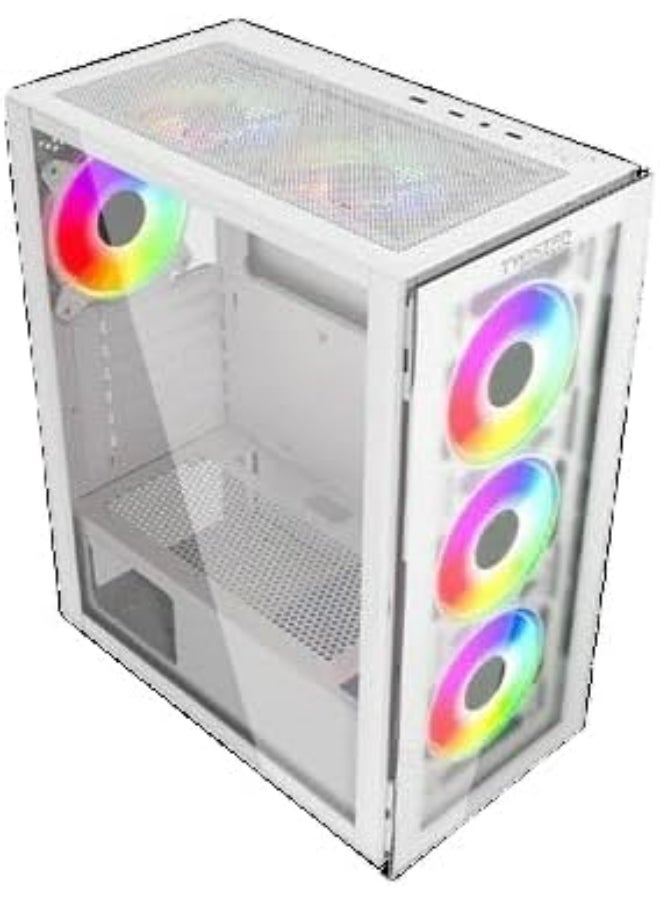 Manic Shooter-03 ARGB ATX Mid Tower Gaming Computer Case (TM350-18-W) White