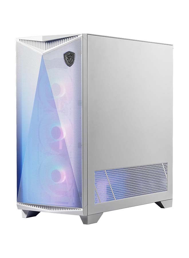 MPG GUNGNIR 300R Airflow White Mid-Tower Gaming PC Case with Mesh Front Panel and RGB Lighting - ATX Motherboard Compatibility, Tempered Glass Side Panel, Pre-Installed Fans White