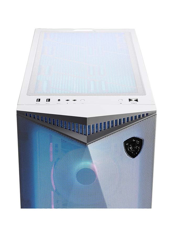 MPG GUNGNIR 300R Airflow White Mid-Tower Gaming PC Case with Mesh Front Panel and RGB Lighting - ATX Motherboard Compatibility, Tempered Glass Side Panel, Pre-Installed Fans White