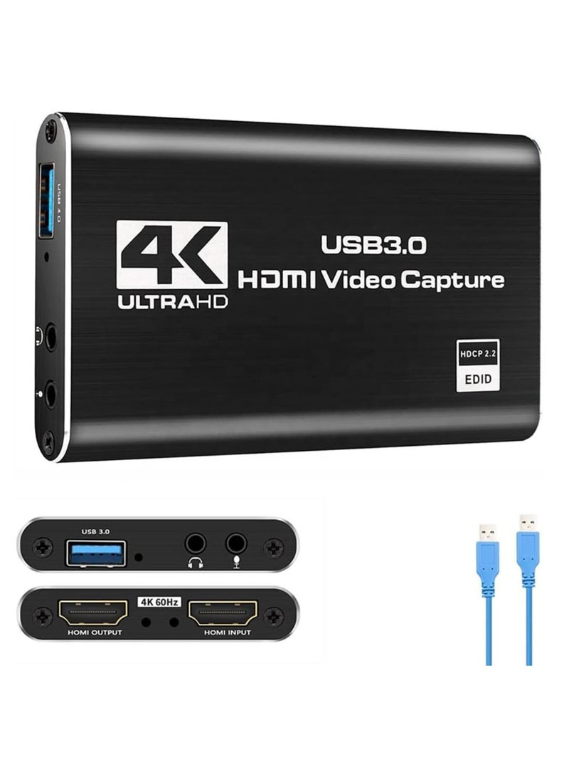 Capture Card Nin tendo Switch, Video Capture Card, Game Capture Card 4K 1080P 60FPS, HDMI to USB 3.0 Capture Card for Streaming Work with PS 4/PC/OBS/Camera