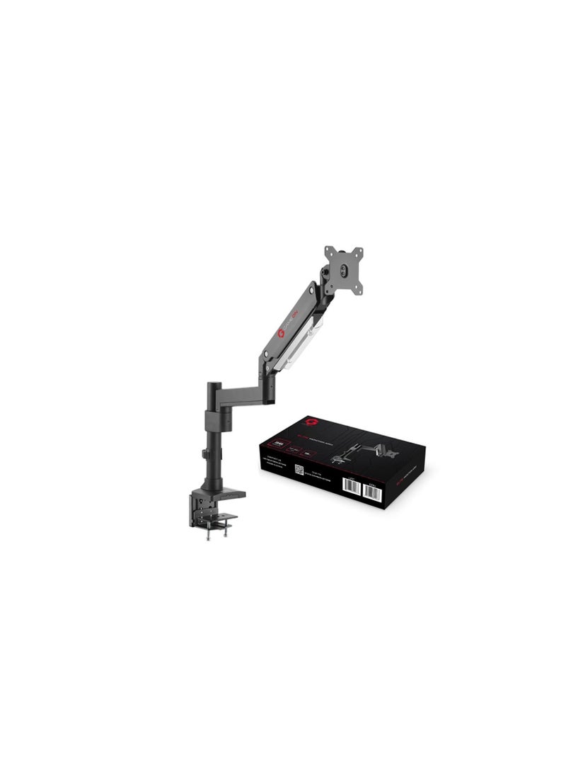 GAMEON Pole-Mounted Aluminum Heavy-Duty Gas Spring Single Monitor Arm, Stand And Mount For Gaming And Office Use, 17