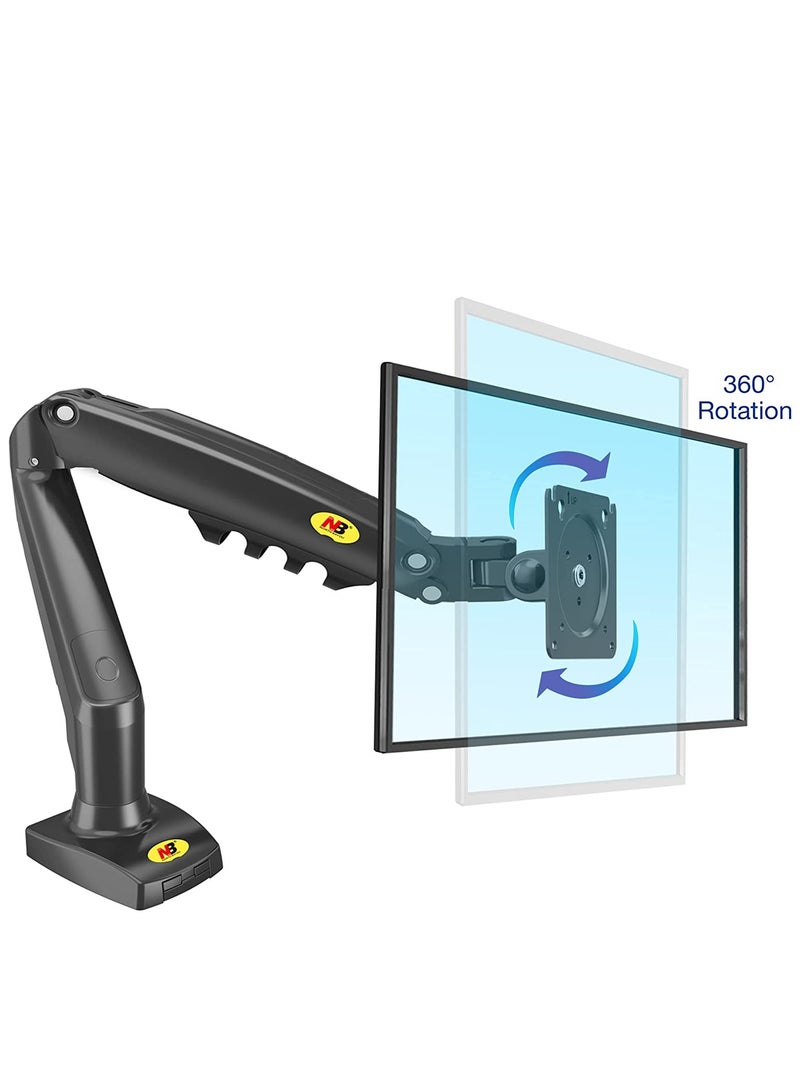 Monitor Arm Desk Mount with Gas Spring and Full Motion Articulating Height Adjustable Fits 17 21 22 23 24 27 30 Inch VESA Computer Screen