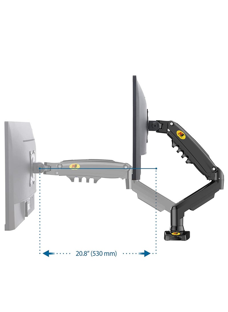 Monitor Arm Desk Mount with Gas Spring and Full Motion Articulating Height Adjustable Fits 17 21 22 23 24 27 30 Inch VESA Computer Screen
