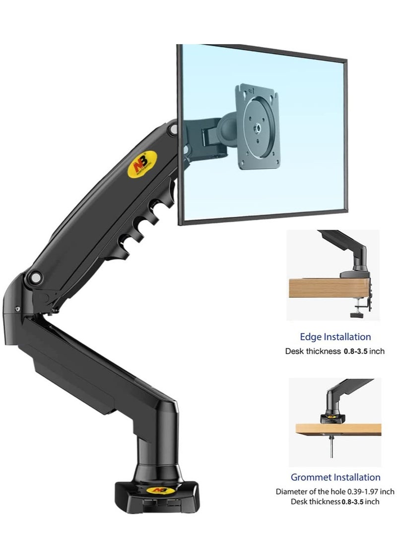 Monitor Arm Desk Mount with Gas Spring and Full Motion Articulating Height Adjustable Fits 17 21 22 23 24 27 30 Inch VESA Computer Screen