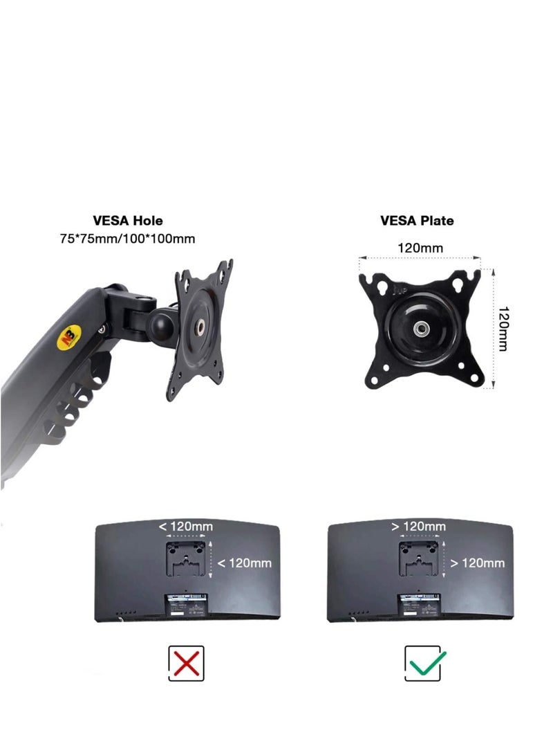 Dual Monitor Desk Mount Stand Full Motion Swivel Computer Monitor Arm for Two Screens 17-27 Inch with 2~9kgs Load Capacity for Each Display F160