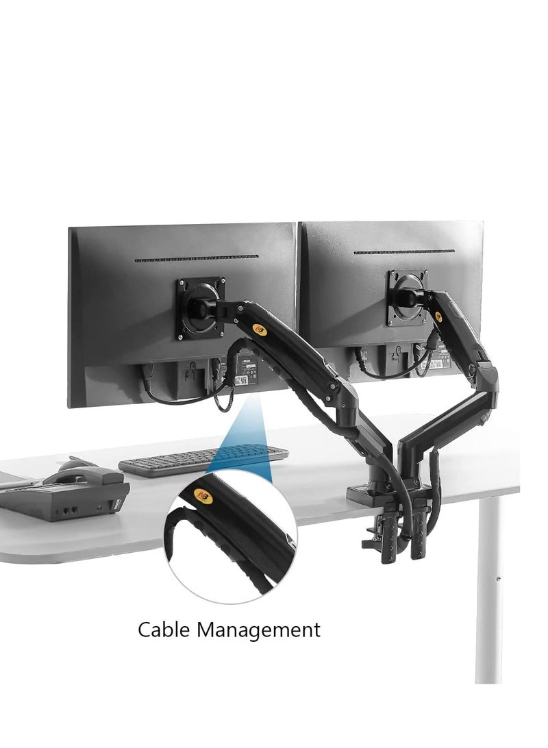 Dual Monitor Desk Mount Stand Full Motion Swivel Computer Monitor Arm for Two Screens 17-27 Inch with 2~9kgs Load Capacity for Each Display F160