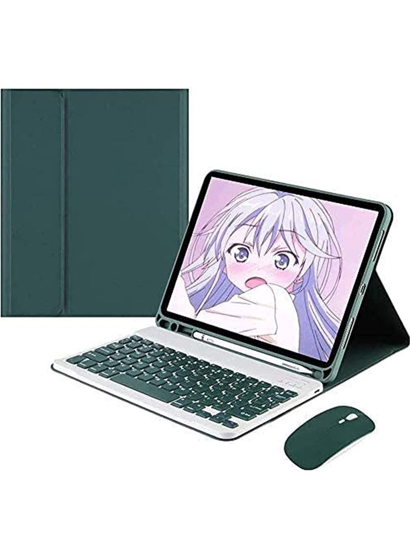 Arabic and English Keyboard Case for iPad Air 5th Gen 2022/iPad Air 4th Gen 2020 10.9 Inch/iPad Pro 11 inch(2022/2021/2020/2018)/iPad  Air 6th Gen M2 2024, Detachable Wireless Keyboard Pencil Holder Slim Leather Smart Cover with Mouse