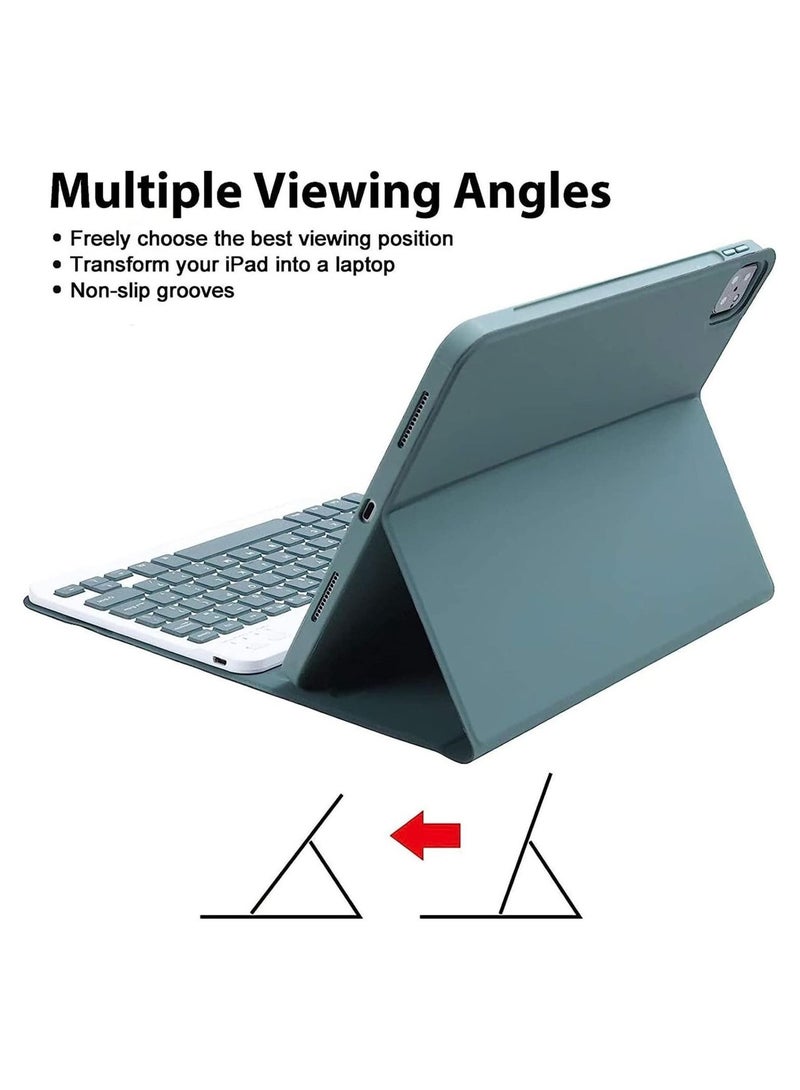 Arabic and English Keyboard Case for iPad 10th Generation 10.9 Inch, Detachable Wireless Keyboard Pencil Holder Slim Leather Smart Cover with Mouse