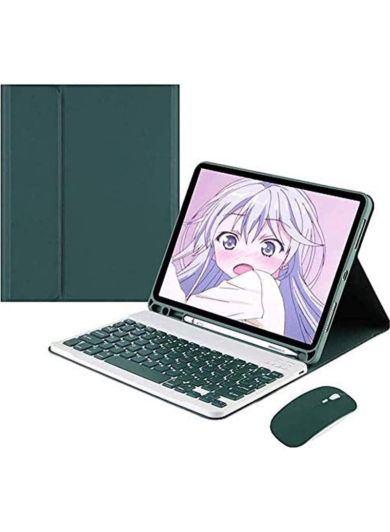 Arabic and English Keyboard Case for iPad 10th Generation 10.9 Inch, Detachable Wireless Keyboard Pencil Holder Slim Leather Smart Cover with Mouse