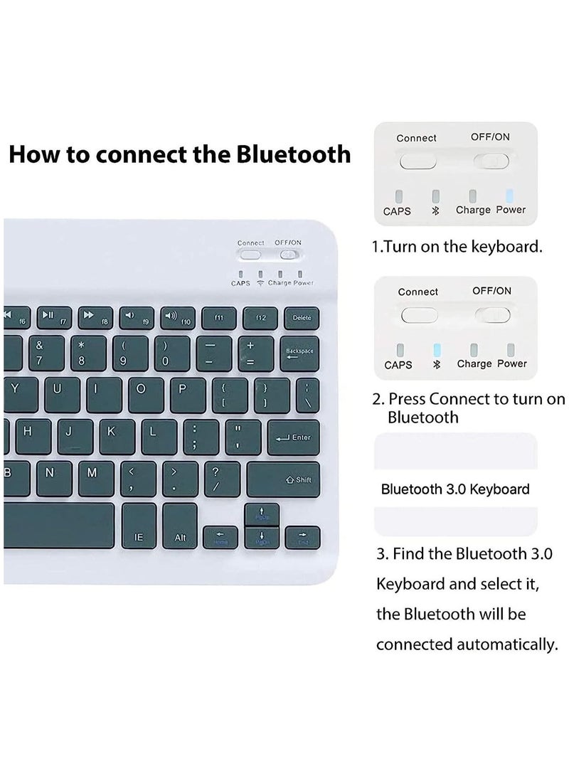 Arabic and English Keyboard Case for iPad 10th Generation 10.9 Inch, Detachable Wireless Keyboard Pencil Holder Slim Leather Smart Cover with Mouse