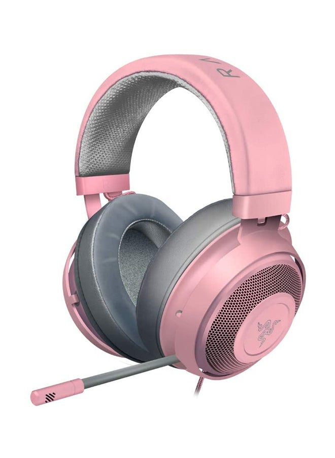 Razer Kraken Gaming Headset, Lightweight Aluminum Frame, Retractable Noise Isolating Microphone, For PC, PS4, PS5, Switch, Xbox One, Xbox Series X & S, Mobile, 3.5 mm Audio Jack - Quartz Pink