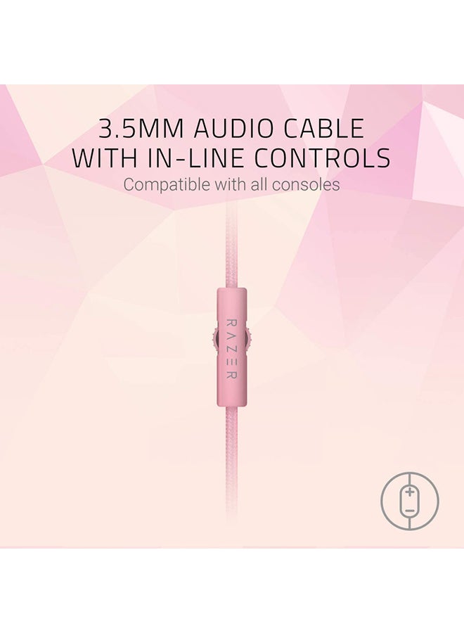 Razer Kraken Gaming Headset, Lightweight Aluminum Frame, Retractable Noise Isolating Microphone, For PC, PS4, PS5, Switch, Xbox One, Xbox Series X & S, Mobile, 3.5 mm Audio Jack - Quartz Pink