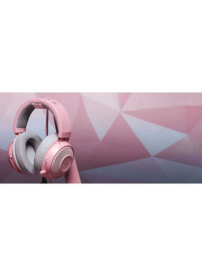 Razer Kraken Gaming Headset, Lightweight Aluminum Frame, Retractable Noise Isolating Microphone, For PC, PS4, PS5, Switch, Xbox One, Xbox Series X & S, Mobile, 3.5 mm Audio Jack - Quartz Pink