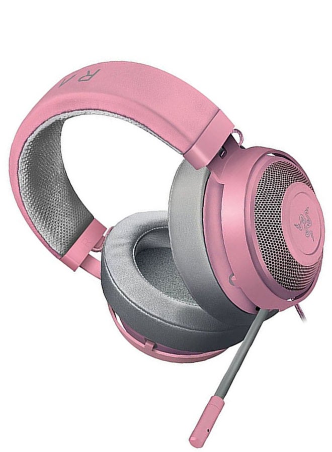 Razer Kraken Gaming Headset, Lightweight Aluminum Frame, Retractable Noise Isolating Microphone, For PC, PS4, PS5, Switch, Xbox One, Xbox Series X & S, Mobile, 3.5 mm Audio Jack - Quartz Pink