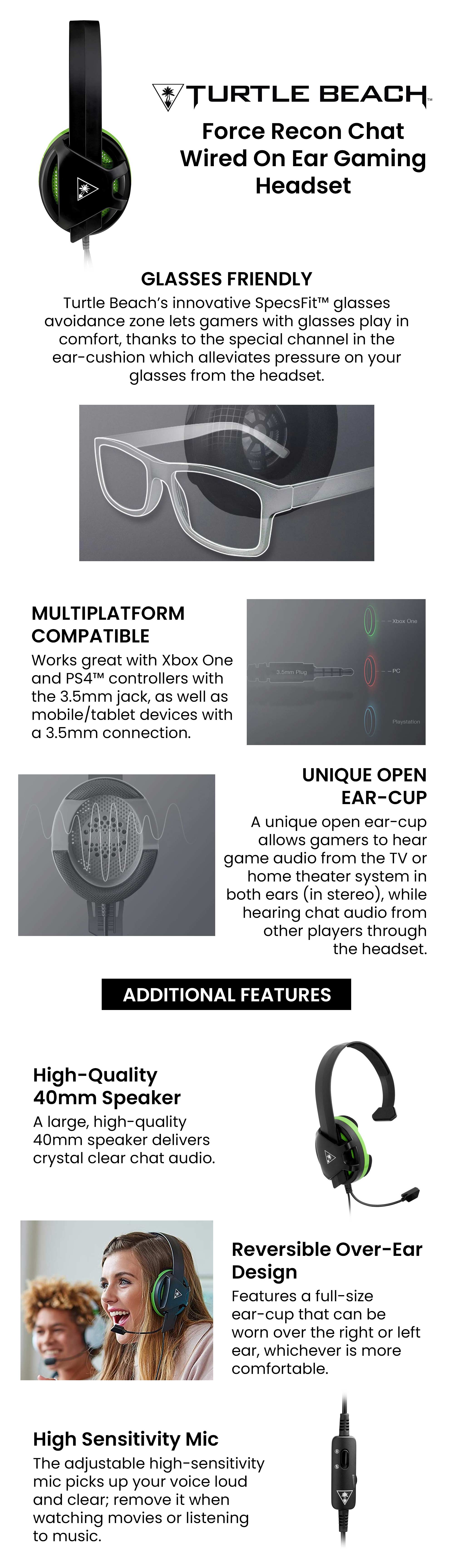 Force Recon Chat Wired On Ear Gaming Headset
