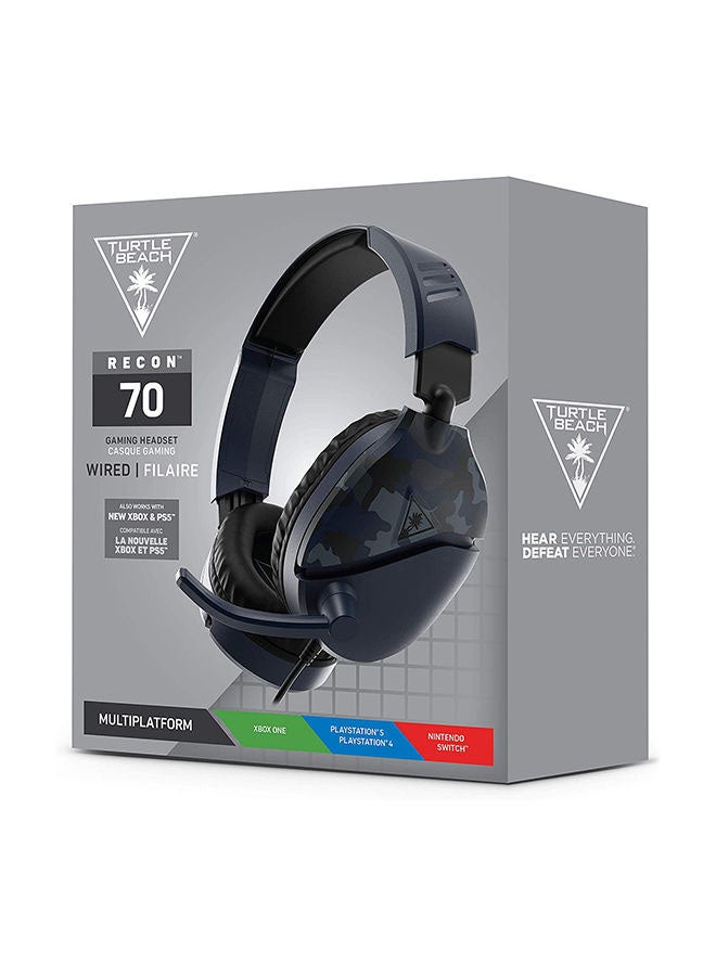 Turtle Beach Recon 70 Blue Camo Gaming Headset - FLIP-UP To Mute Microphone - Lightweight Comfort - for PlayStation 5, PS4 Pro & PS4, Xbox One & Xbox Series X|S, Nintendo Switch, and Mobile
