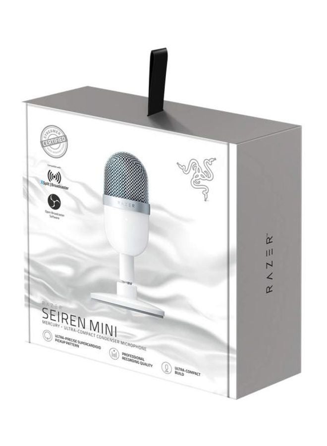 Seiren Mini USB Condenser Microphone: Professional Recording Quality, Precise Supercardioid Pickup Pattern, Tilting Stand, Shock Resistant, For Streaming and Gaming on PC - Mercury White