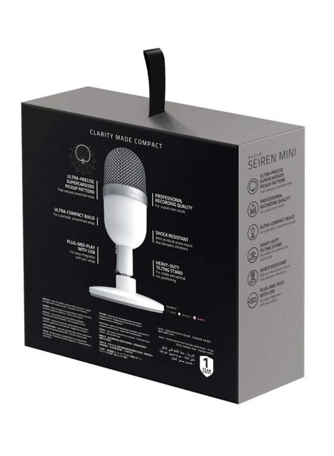 Seiren Mini USB Condenser Microphone: Professional Recording Quality, Precise Supercardioid Pickup Pattern, Tilting Stand, Shock Resistant, For Streaming and Gaming on PC - Mercury White