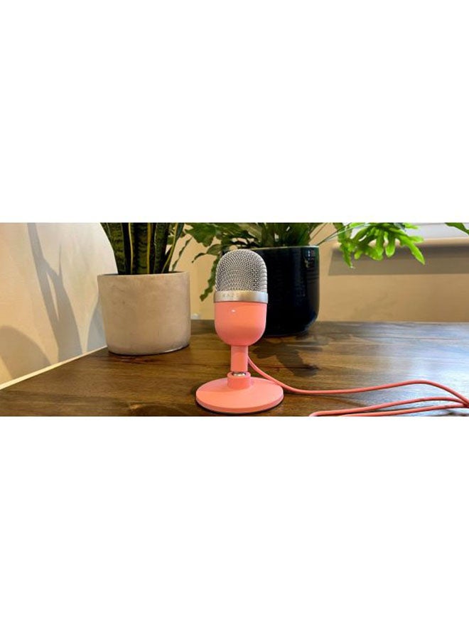 Seiren Mini - USB Condenser Microphone for Streaming (Compact with Supercardioid Polar Pattern, Tiltable Stand, Integrated Shock Absorber) Quartz/Pink Wired