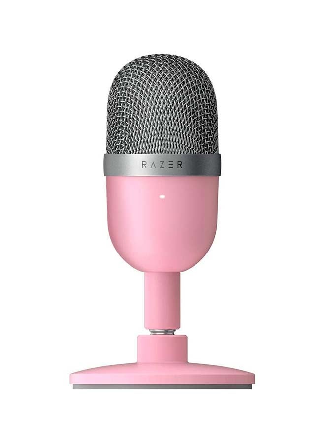 Seiren Mini - USB Condenser Microphone for Streaming (Compact with Supercardioid Polar Pattern, Tiltable Stand, Integrated Shock Absorber) Quartz/Pink Wired