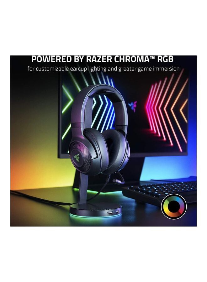 Razer Kraken V3 X Gaming Headset, 7.1 Surround Sound, Triforce 40mm Drivers, HyperClear Bendable Cardioid Mic, Chroma RGB Lighting, PC - Classic Black