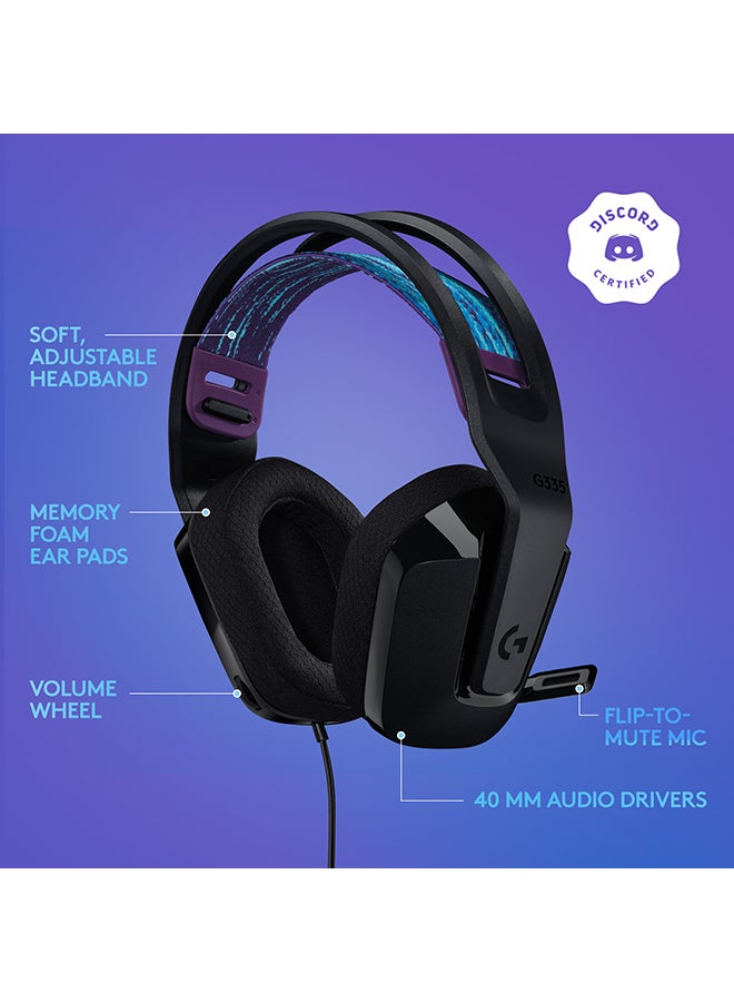 G335 Wired Gaming Headset With Flip to Mute Microphone, 3.5mm Audio Jack, Memory Foam Earpads, Lightweight, Compatible with PC, PlayStation, Xbox