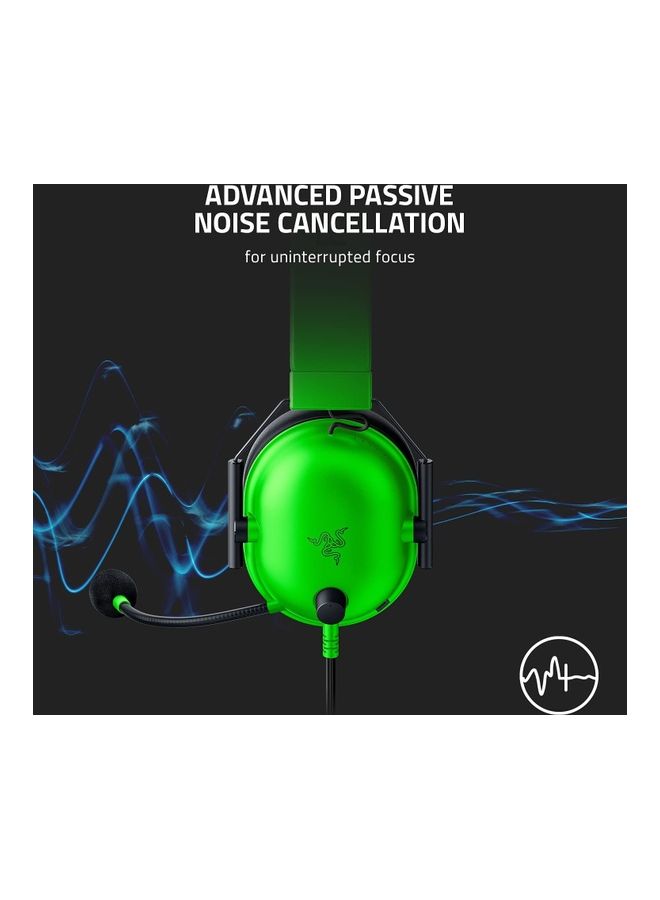 Blackshark V2 X Gaming Headset: 7.1 Surround Sound 50mm Drivers Memory Foam Cushion For Pc, Ps4, Ps5, Switch, Xbox One, Xbox Series X & S, Mobile 3.5mm Audio Jack Green, Standard