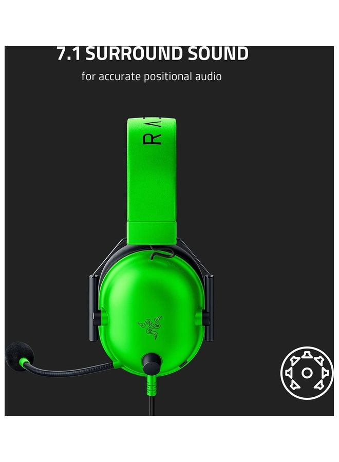 Blackshark V2 X Gaming Headset: 7.1 Surround Sound 50mm Drivers Memory Foam Cushion For Pc, Ps4, Ps5, Switch, Xbox One, Xbox Series X & S, Mobile 3.5mm Audio Jack Green, Standard