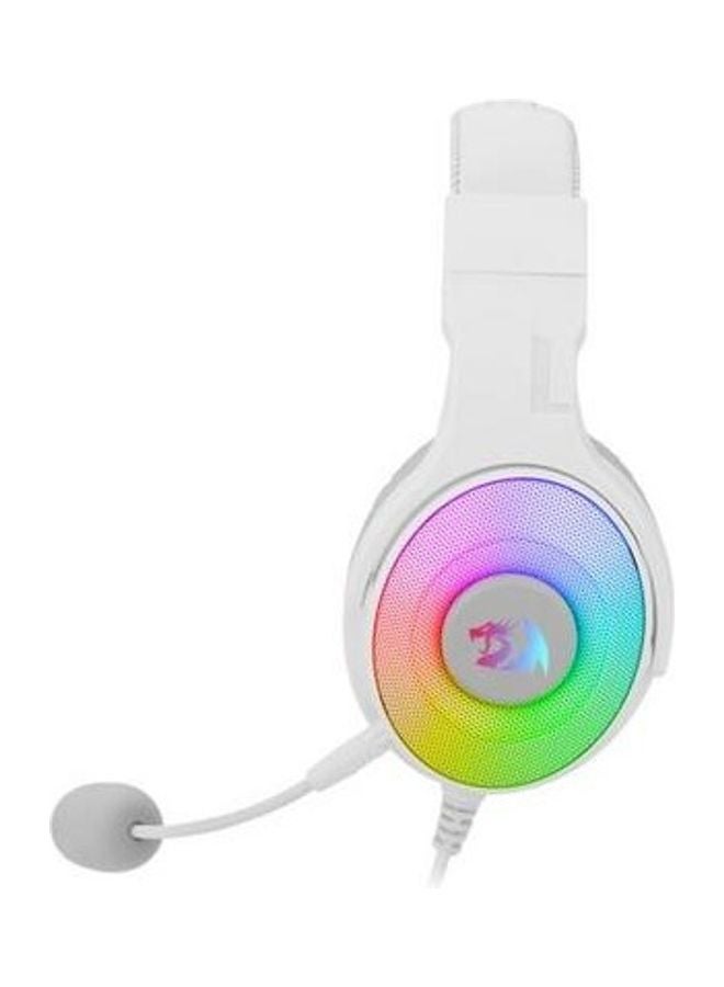 Redragon H350 Pandora White Wired Gaming Headset, Dynamic RGB Backlight - Stereo Surround-Sound - 50MM Drivers - Detachable Microphone, Over-Ear Headphones Works for PC // White