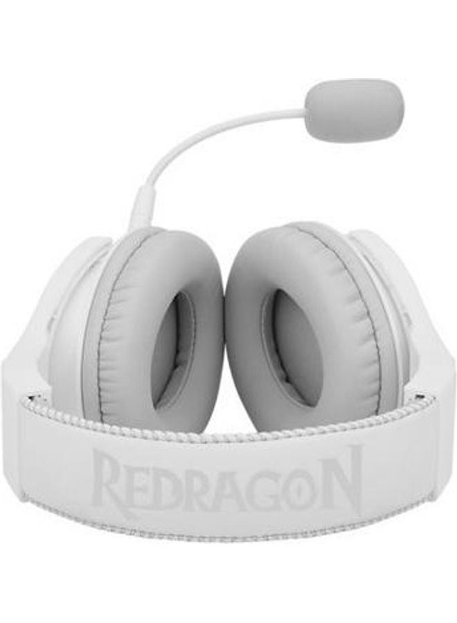 Redragon H350 Pandora White Wired Gaming Headset, Dynamic RGB Backlight - Stereo Surround-Sound - 50MM Drivers - Detachable Microphone, Over-Ear Headphones Works for PC // White