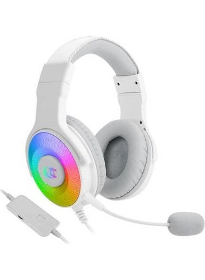 Redragon H350 Pandora White Wired Gaming Headset, Dynamic RGB Backlight - Stereo Surround-Sound - 50MM Drivers - Detachable Microphone, Over-Ear Headphones Works for PC // White