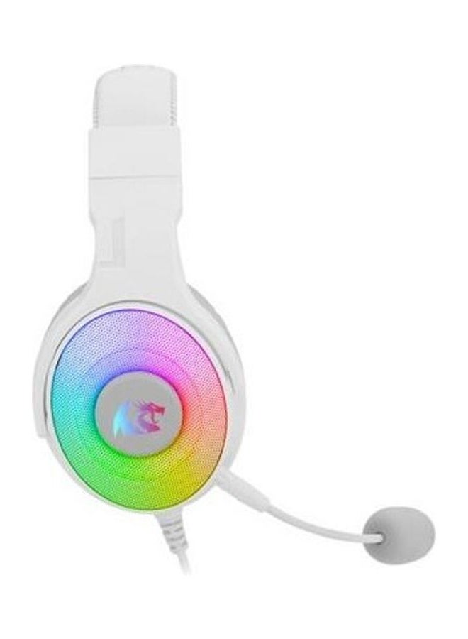 Redragon H350 Pandora White Wired Gaming Headset, Dynamic RGB Backlight - Stereo Surround-Sound - 50MM Drivers - Detachable Microphone, Over-Ear Headphones Works for PC // White