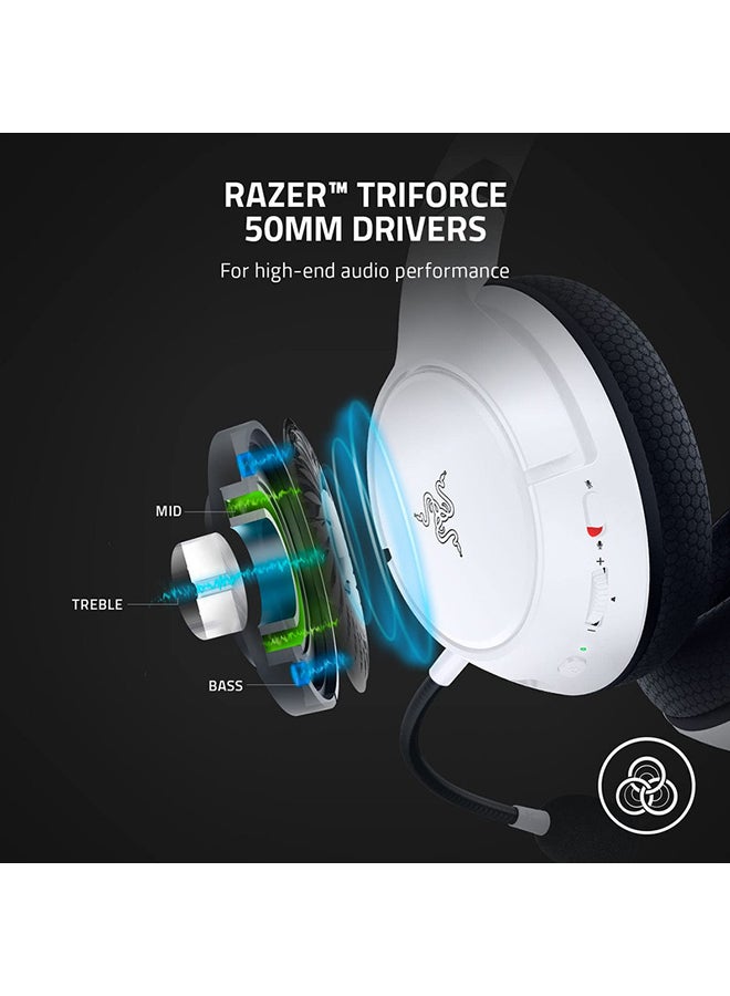 Razer Kaira for Xbox Wireless Gaming Headset, Razer TriForce Titanium 50mm Drivers, Razer HyperClear Cardioid Mic, Breathable memory foam ear cushions - White