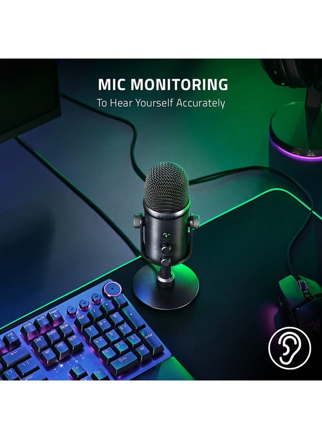 Razer Seiren V2 X USB Condenser Microphone for Streaming and Gaming on PC, Supercardioid Pickup Pattern, Integrated Digital Limiter, Mic Monitoring and Gain Control, Built-in Shock Absorber - Black